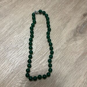 Dark green jade necklace
